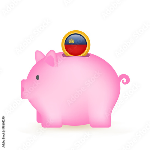 Liechtenstein Flag Coin Piggy Bank Savings