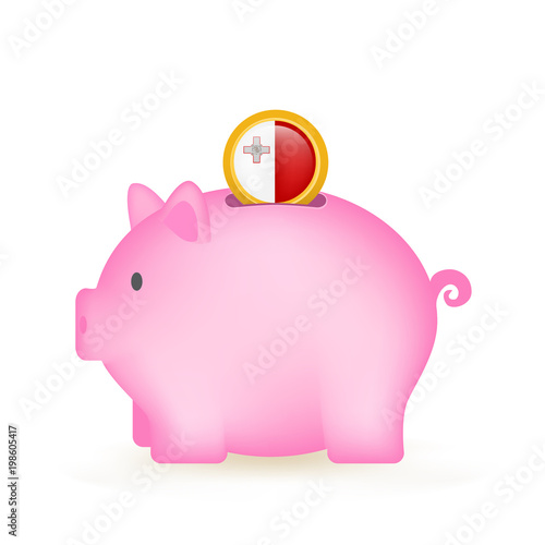 Malta Flag Coin Piggy Bank Savings