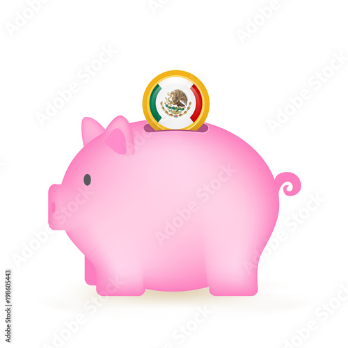 Mexico Flag Coin Piggy Bank Savings
