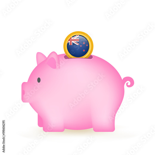 New Zealand Flag Coin Piggy Bank Savings