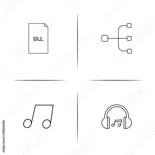 Files And Folders, Sign simple linear icons set. Outlined vector icons