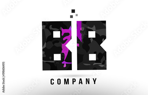 purple black alphabet letter bb b b logo