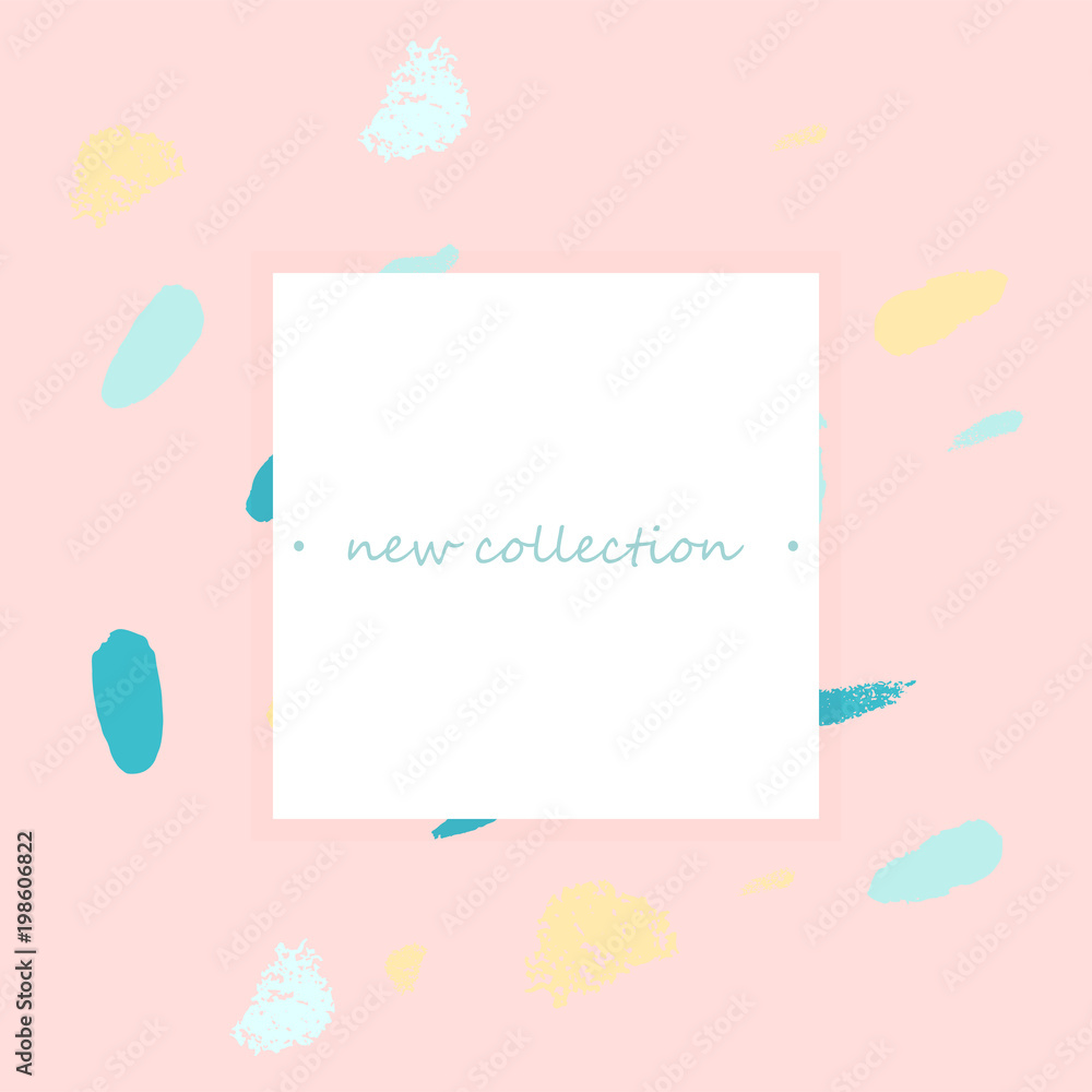 Artistic unusual New Collection Banner Design with different hand drawn organic shapes and textures. Social Media Cute backdrop for advertising, web design, posters, invitations, greeting cards
