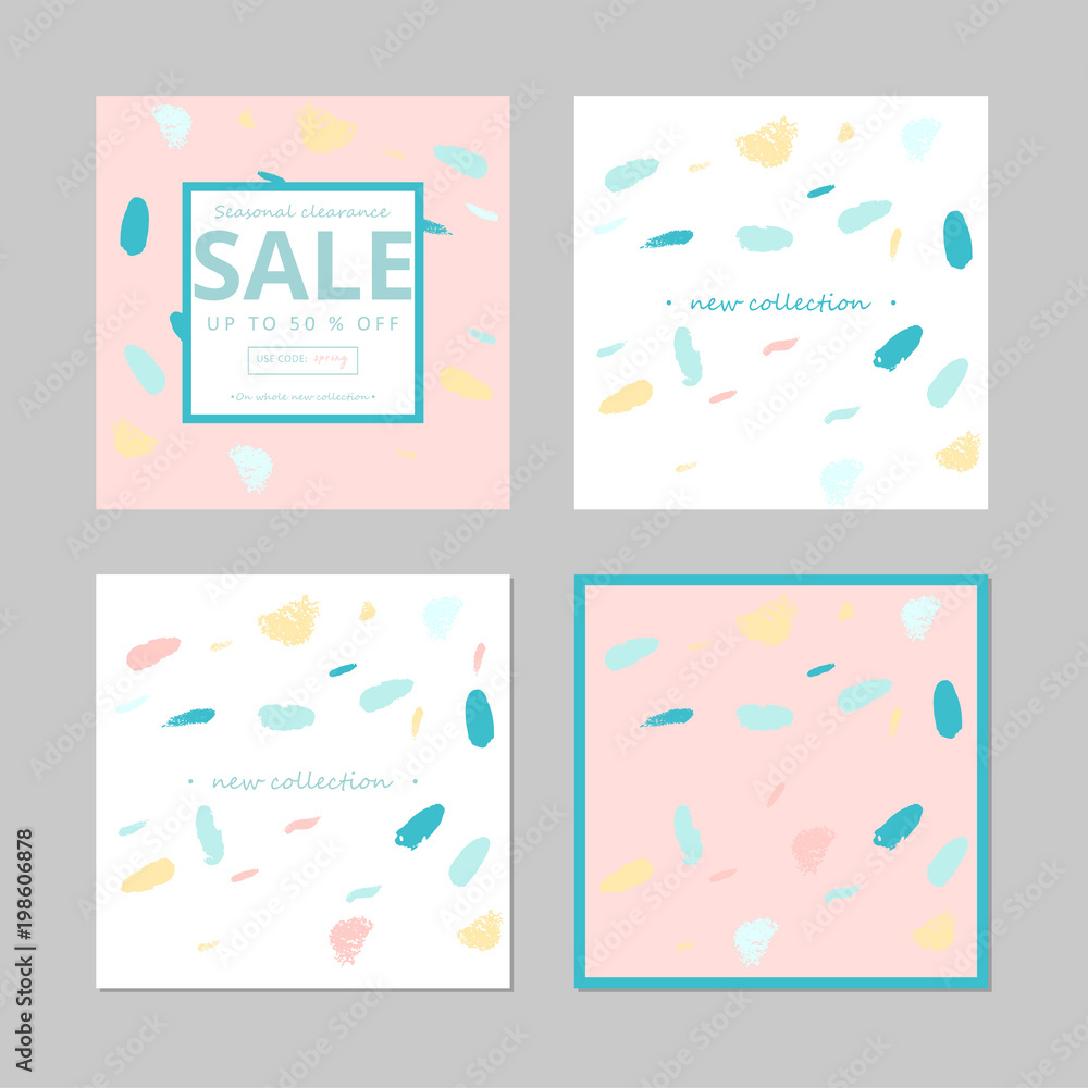 Set of artistic unusual pastel cards with simple hand drawn abstract textures. Creative modern colorful background. Contemporary art. Vector Set of artistic unusual pastel cards with simple hand drawn abstract textures. Creative modern colorful background. Contemporary art. Vector