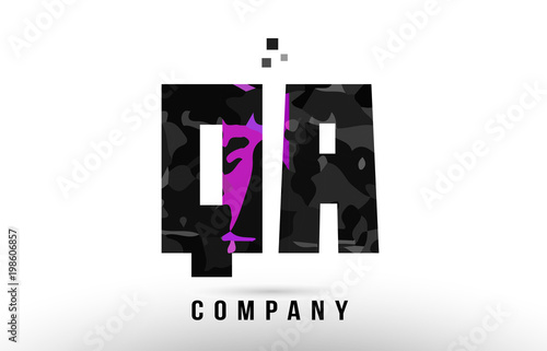 purple black alphabet letter qa q a logo