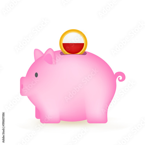 Poland Flag Coin Piggy Bank Savings