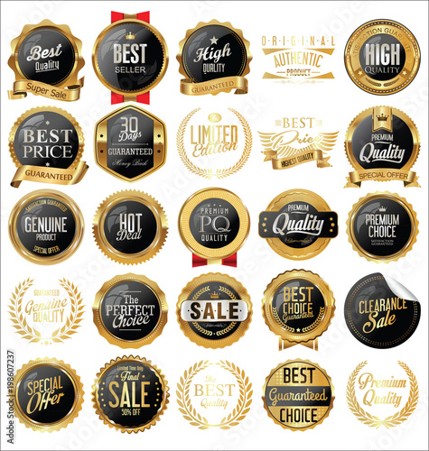 Luxury labels and laurels collection vector illustration
