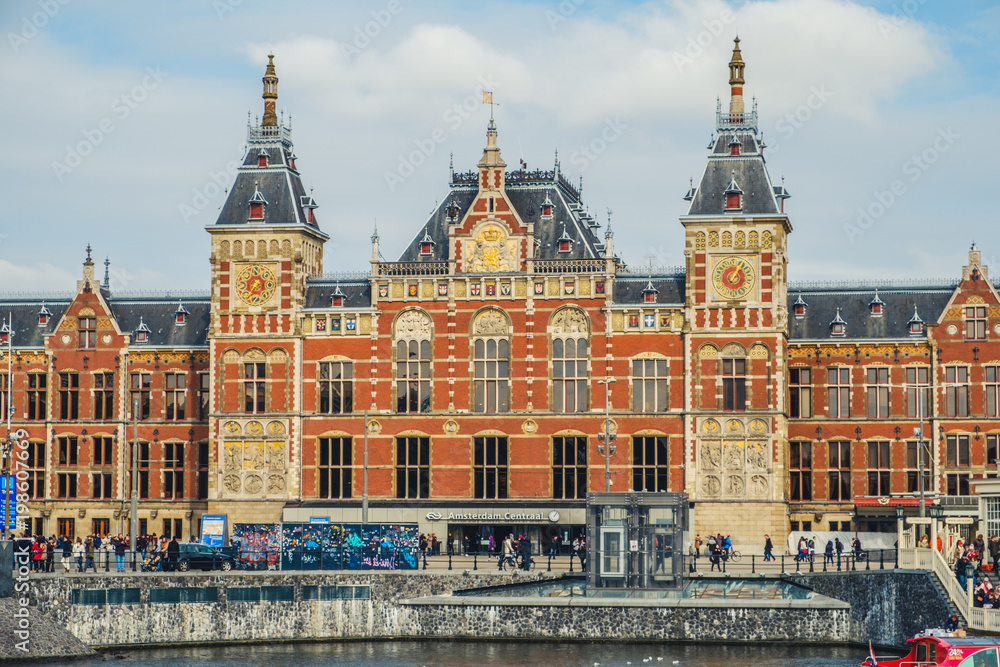Main train station building exterior  Amsterdam Central station  (Amsterdam Centraal)