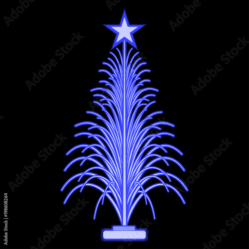Fiber optic Christmas tree with star vector icon isolated on a black background.