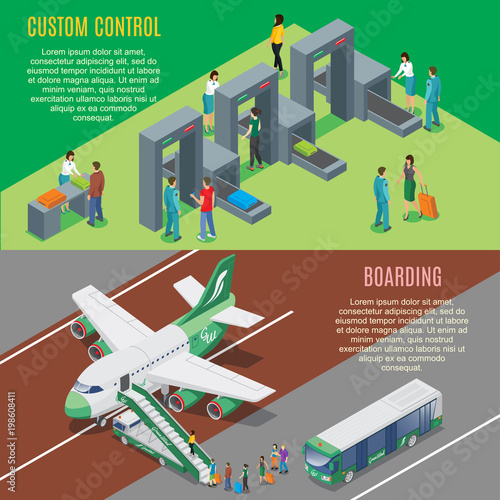 Isometric Airport Horizontal Banners