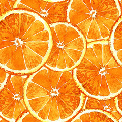 Papier peint photo Fruits aquarelle patrons Tranches oranges aquarelle motif vitaminé  © Svitlana