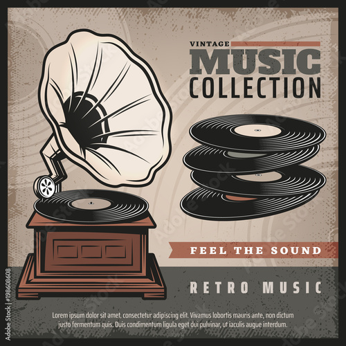 Colored Retro Gramophone Poster