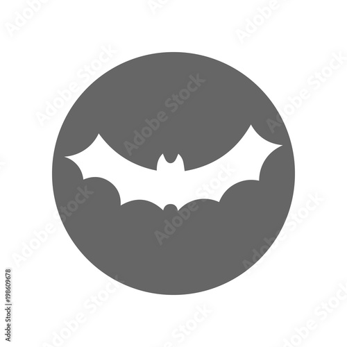 Flying bat silhouette. Vector icon.