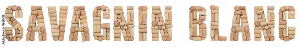 Grape variety Savagnin blanc made of wine corks Isolated on white background