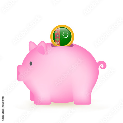Turkmenistan Flag Coin Piggy Bank Savings