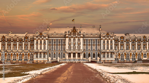 Photos Catherine palace against night sky in Tsarskoye Selo, Pushkin, Saint Petersburg,