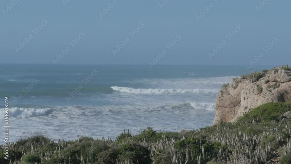 Big waves in the Atlantic Ocean - Perfect surf in the desert of Morocco, Africa. Big waves in the Atlantic Ocean - Perfect surf in the desert of Morocco, Africa.