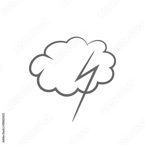 Cloud and lightning. Weather forecast icon. Vector.