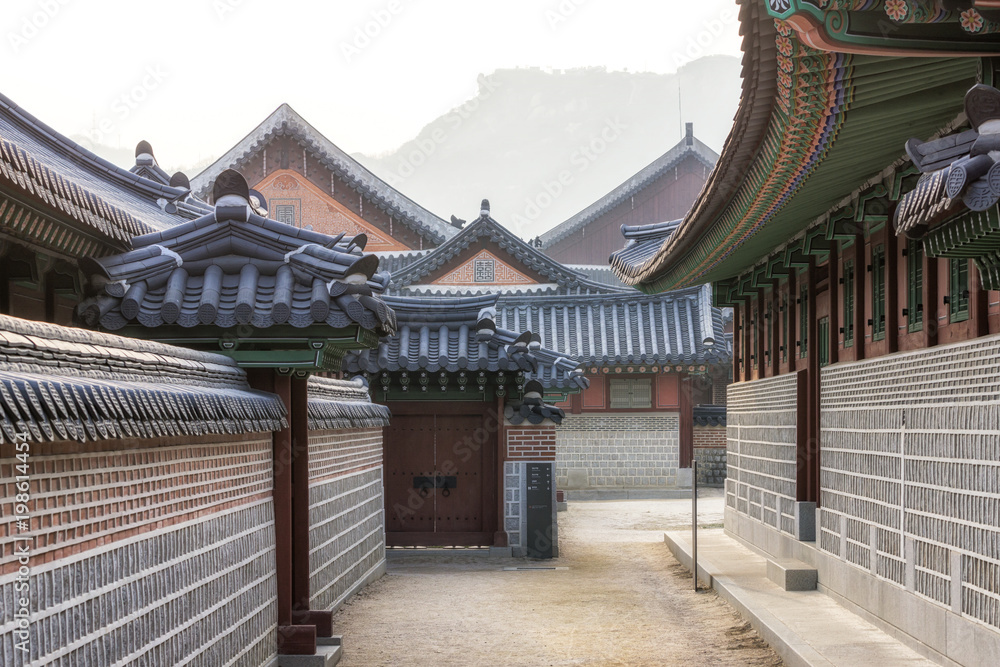 historic korean architecture in gyeongbokgung palace