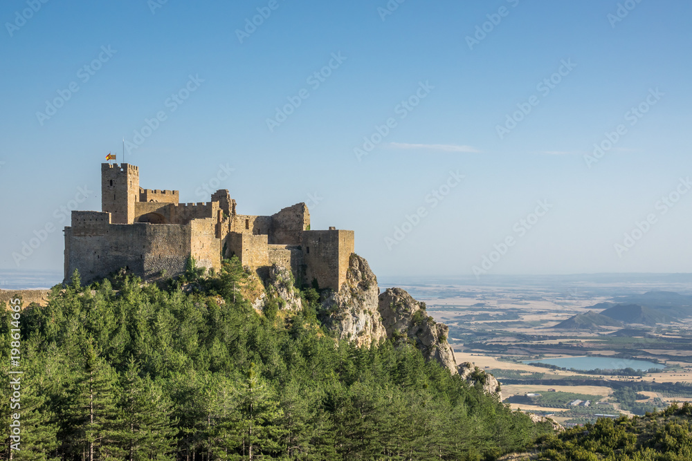 Castle of Loarre, rear facade view. Hoya de Huesca Loarre Aragon Huesca Spain