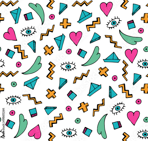 white doodle seamless pattern