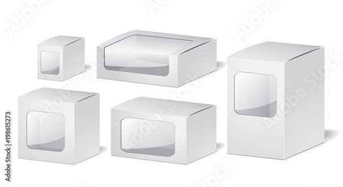stock vector box with transparent plastic window. design for packing. mock up