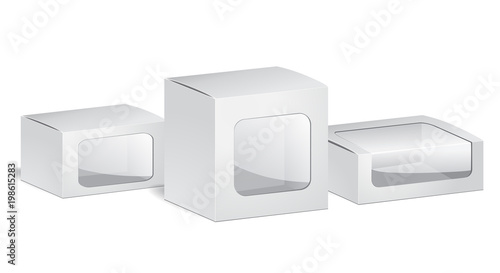 stock vector box with transparent plastic window. design for packing. mock up