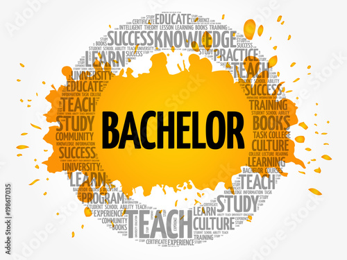 Bachelor word cloud collage, education concept background