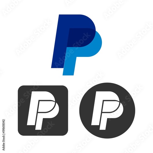set letter P logo icon flat vector
