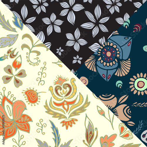 abstract seamless patchwork tile with floral ornament.arabic or orient pattern. vintage style