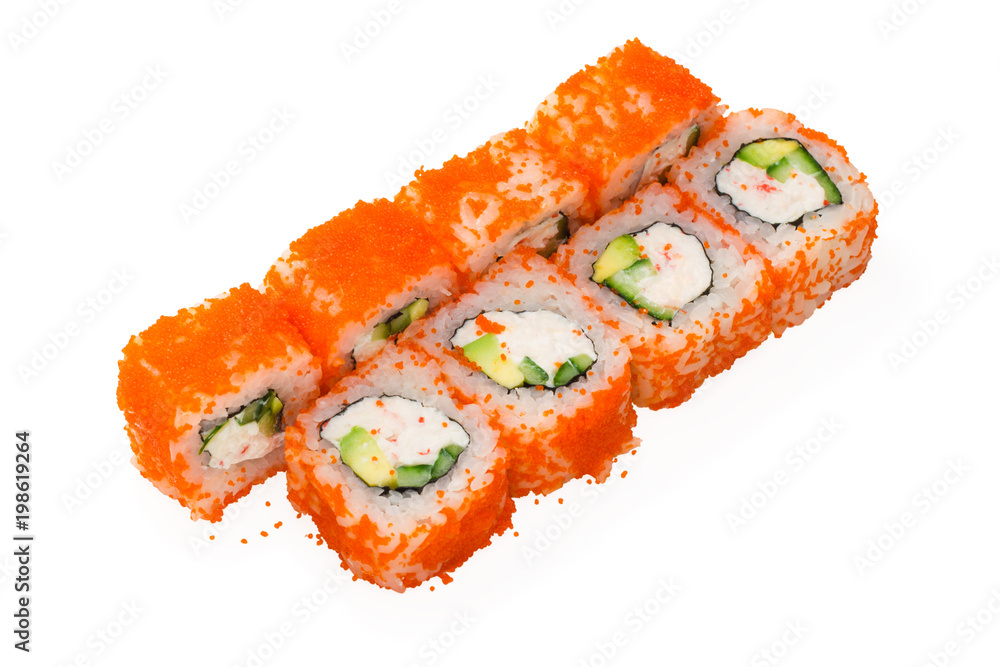 Asian cuisine. Japanese cuisine. Sushi rolls on a white background Asian cuisine. Japanese cuisine. Sushi rolls on a white background
