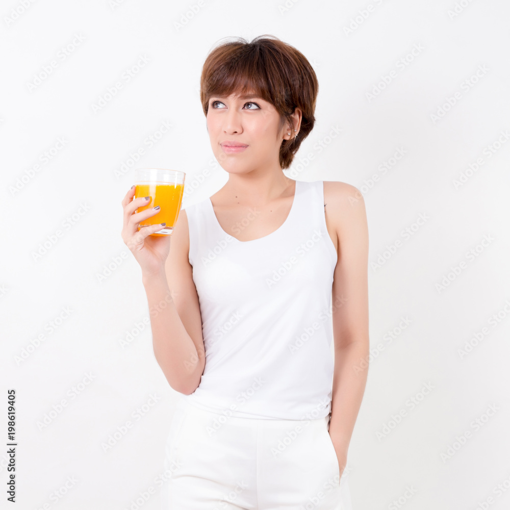 Beautifulyoung Asia woman with healthy food. Isolated on white background. Studio lighting. Concept for healthy. Beautifulyoung Asia woman with healthy food. Isolated on white background. Studio lighting. Concept for healthy.
