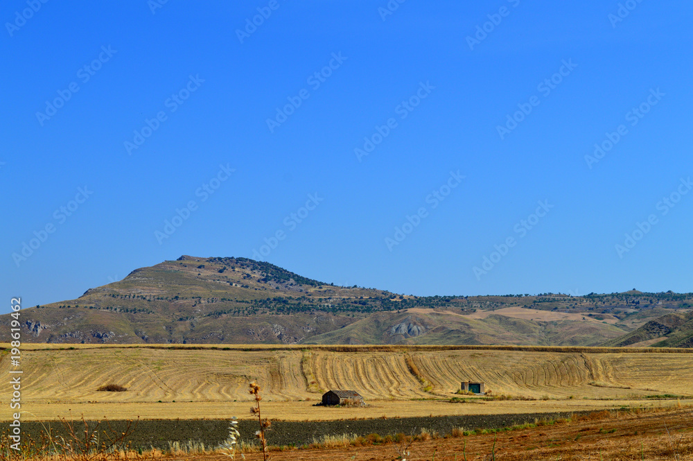 Sicilian Landscape After the Harvest, Background, Italy