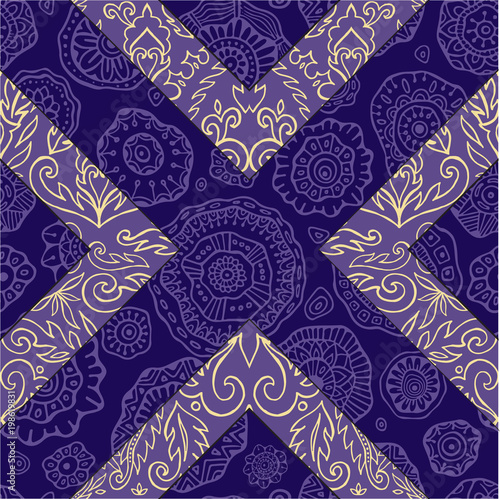 abstract seamless patchwork tile with floral ornament.arabic or orient pattern. vintage style