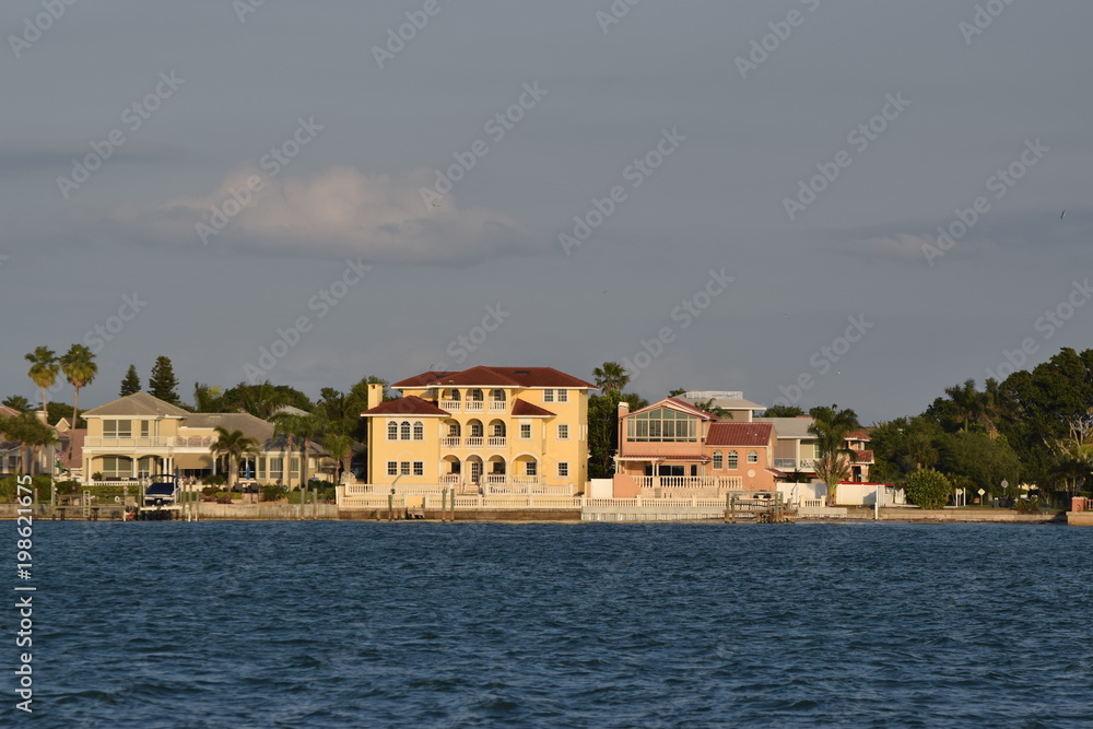 Luxury beach houses on coast line, intracoastal