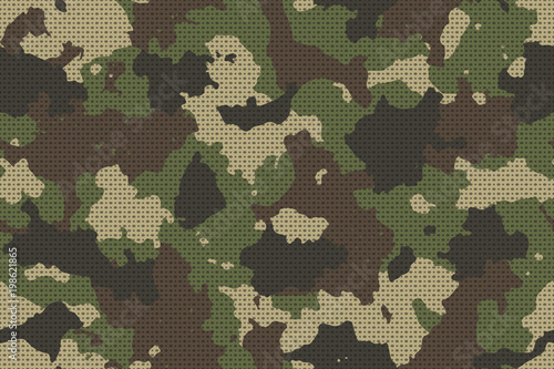 Camouflage seamless pattern with canvas mesh. Trendy style camo, repeat print. Vector illustration. photo