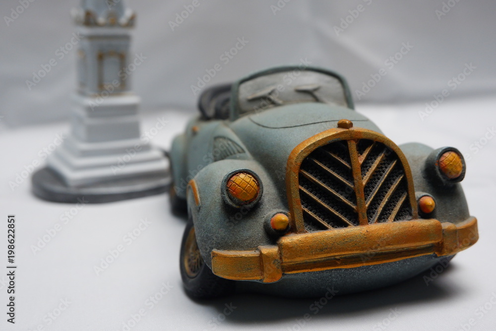 Classic and Retro Car Miniature with Tower Miniature Classic and Retro Car Miniature with Tower Miniature