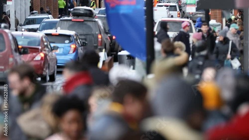Wallpaper Mural January 2018 - Sundance film festival in Park City Utah, people walking down busy sidewalk. Torontodigital.ca
