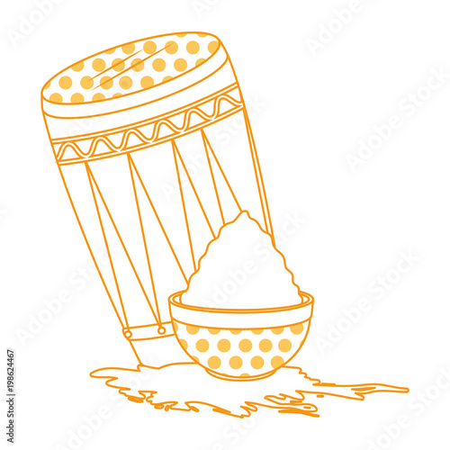 holy drum with color powder in pot