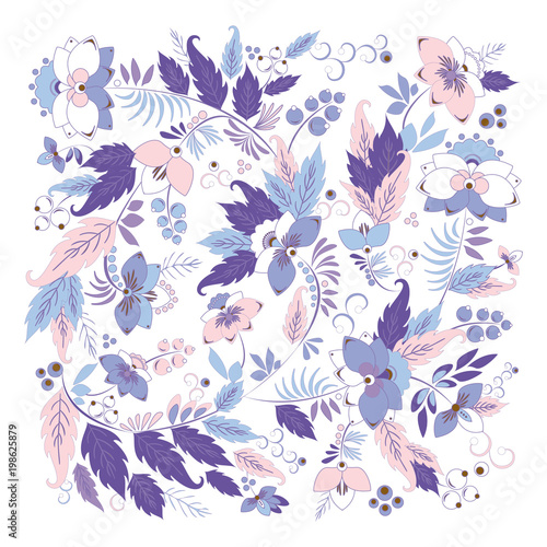 stock vector abstract  flower and leaf, doodle ornament. botanic background. template for card. banner