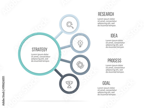 Business infographic. Organization chart with 4 options. Vector template.