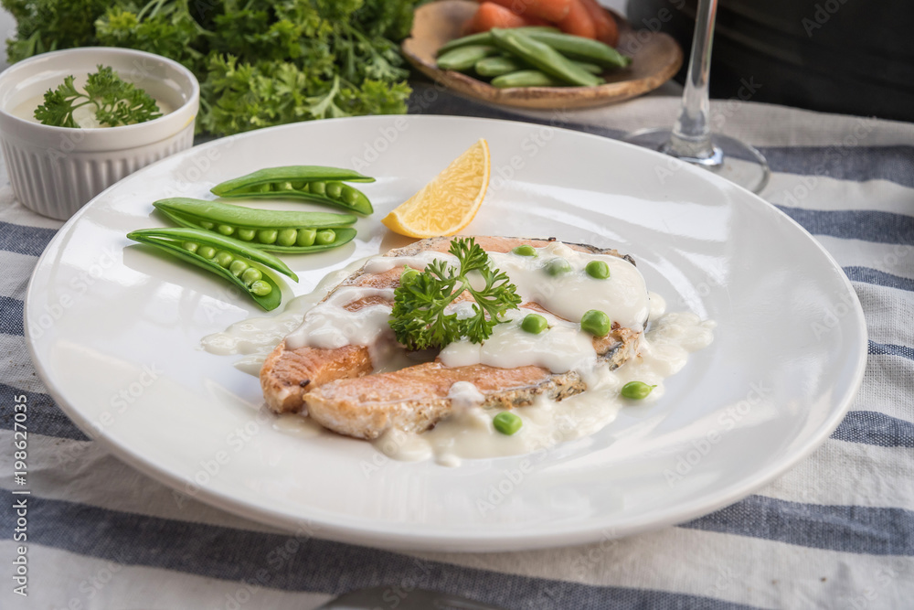 Grilled salmon steak Grilled salmon steak