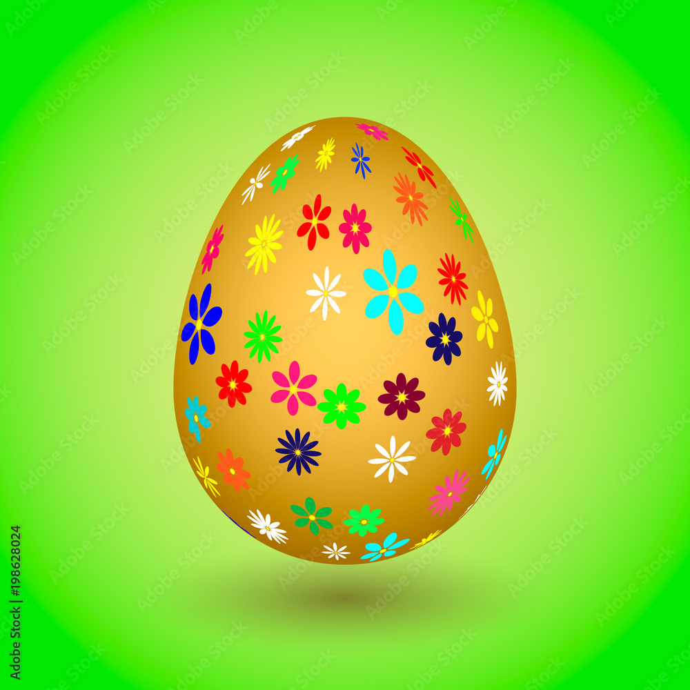 Golden Easter Egg with colorful flowers. eps10 Golden Easter Egg with colorful flowers. eps10