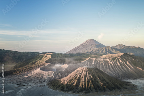 Mount Bromo volcano (Gunung Bromo) during sunrise from viewpoint on Mount Penanjakan.