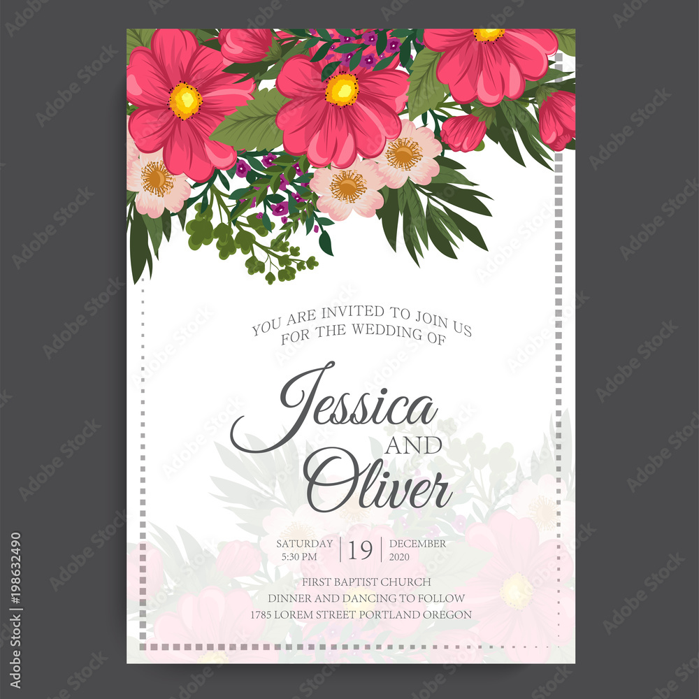 Greeting card with flowers, watercolor, can be used as invitation card for wedding, birthday and other holiday and summer background. Vector illustration. Greeting card with flowers, watercolor, can be used as invitation card for wedding, birthday and other holiday and summer background. Vector illustration.