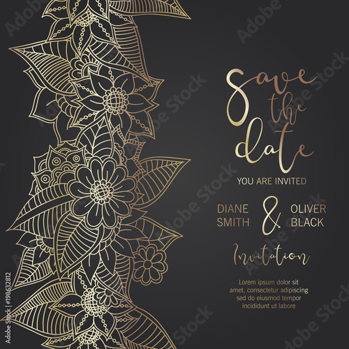 Floral Wedding Invitation elegant invite card vector Design photo