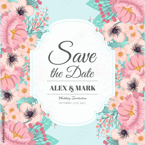 Floral Wedding Invitation elegant invite card vector Design