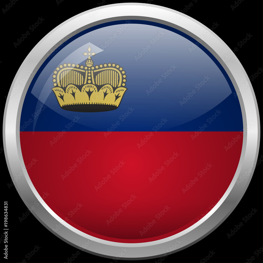 Obraz premium Liechtenstein flag glass button vector illustration