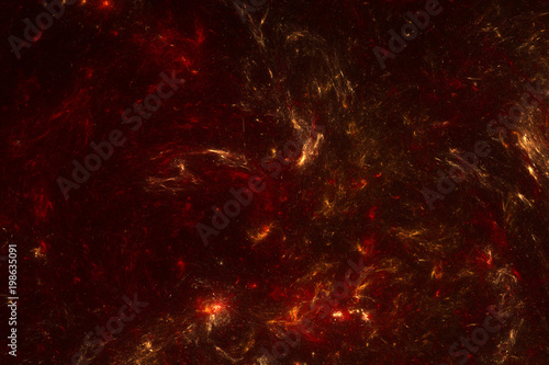 Red space nebula - background, Fractal shapes fantasy pattern - red and black,  Colorful fractal paint, lights on the subject of art, abstract, creativity