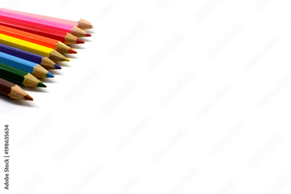 crayon pencils isolated on white background. crayon pencils isolated on white background.